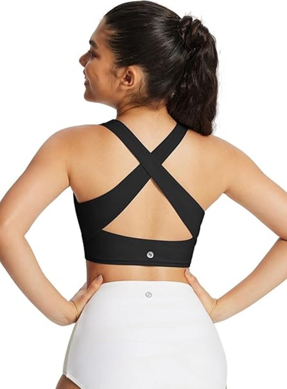 NWT Baleaf Black Criss-Cross High Neck Bikini Swim Bathing Suit Top Women's 38